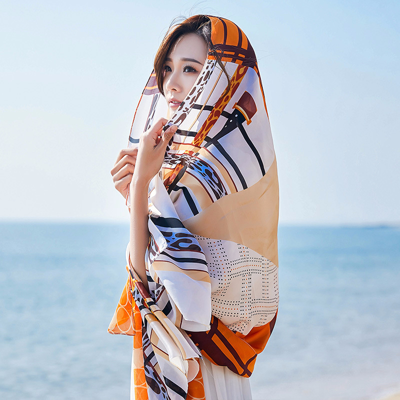 

Женское Летний сатиновый солнцезащитный крем Пляжный Шарф Шарф