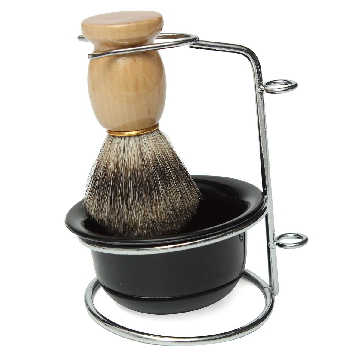 

Professional Badger Hair Shaving Brush Black Bowl Stainless Steel Stand Shaving Kits