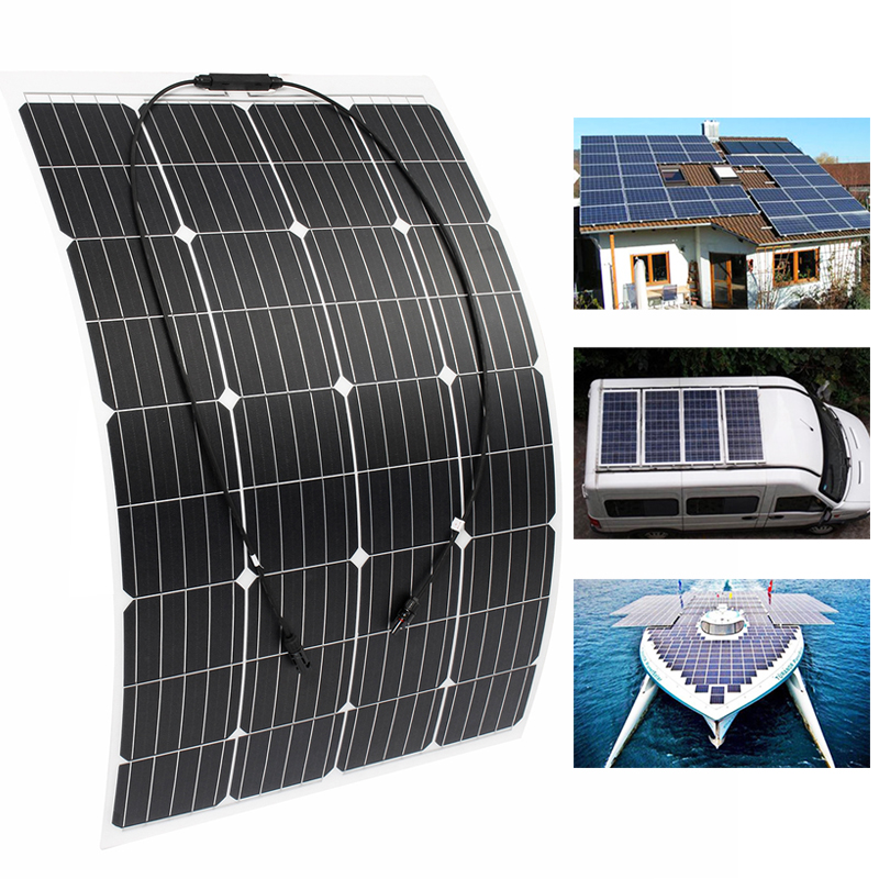 

120W 18V Monocrystalline Silicon Semi-flexible Solar Panel Battery Charger W/ MC4 Connector