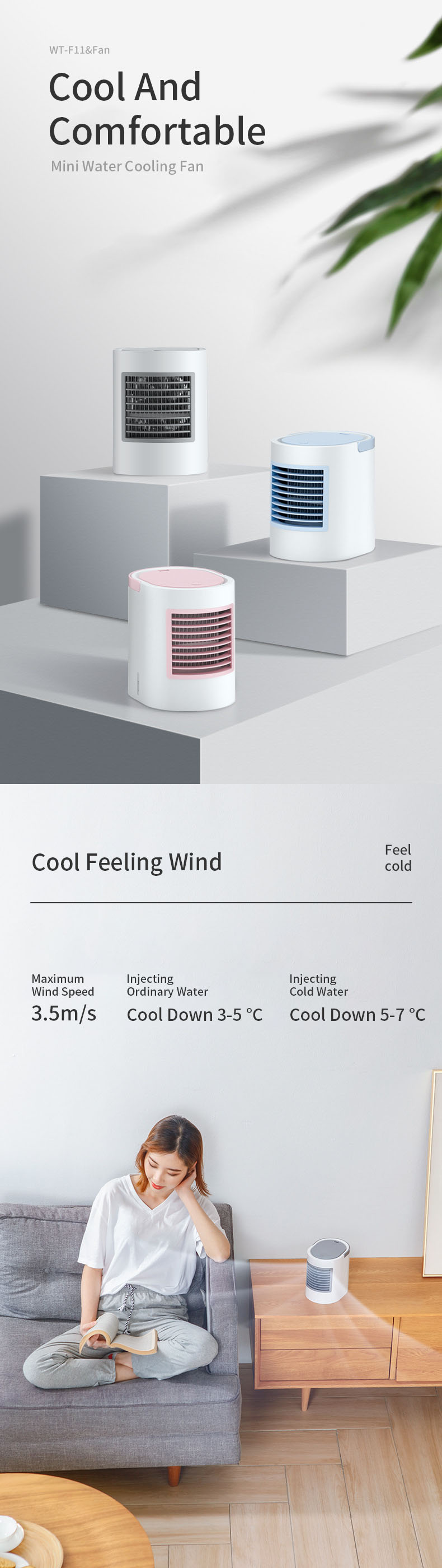 SOTHING WT-F11 Portable Electric Micro Negative Ion Air Conditioning Fan Air Cooler Cooling Fan For Office Home USB Air Conditioner 15