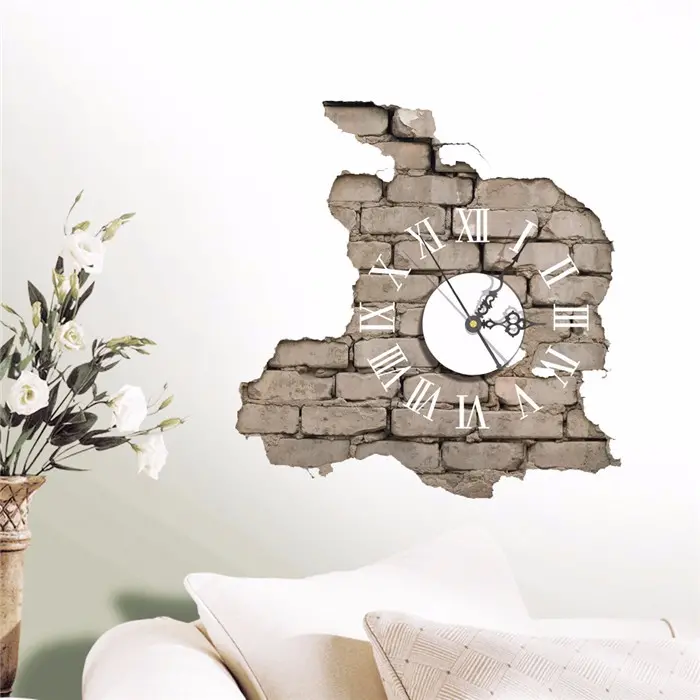 PAG STICKER 3D Wall Clock Decals Breaking Cracking Wall Sticker Home Wall Decor Gift