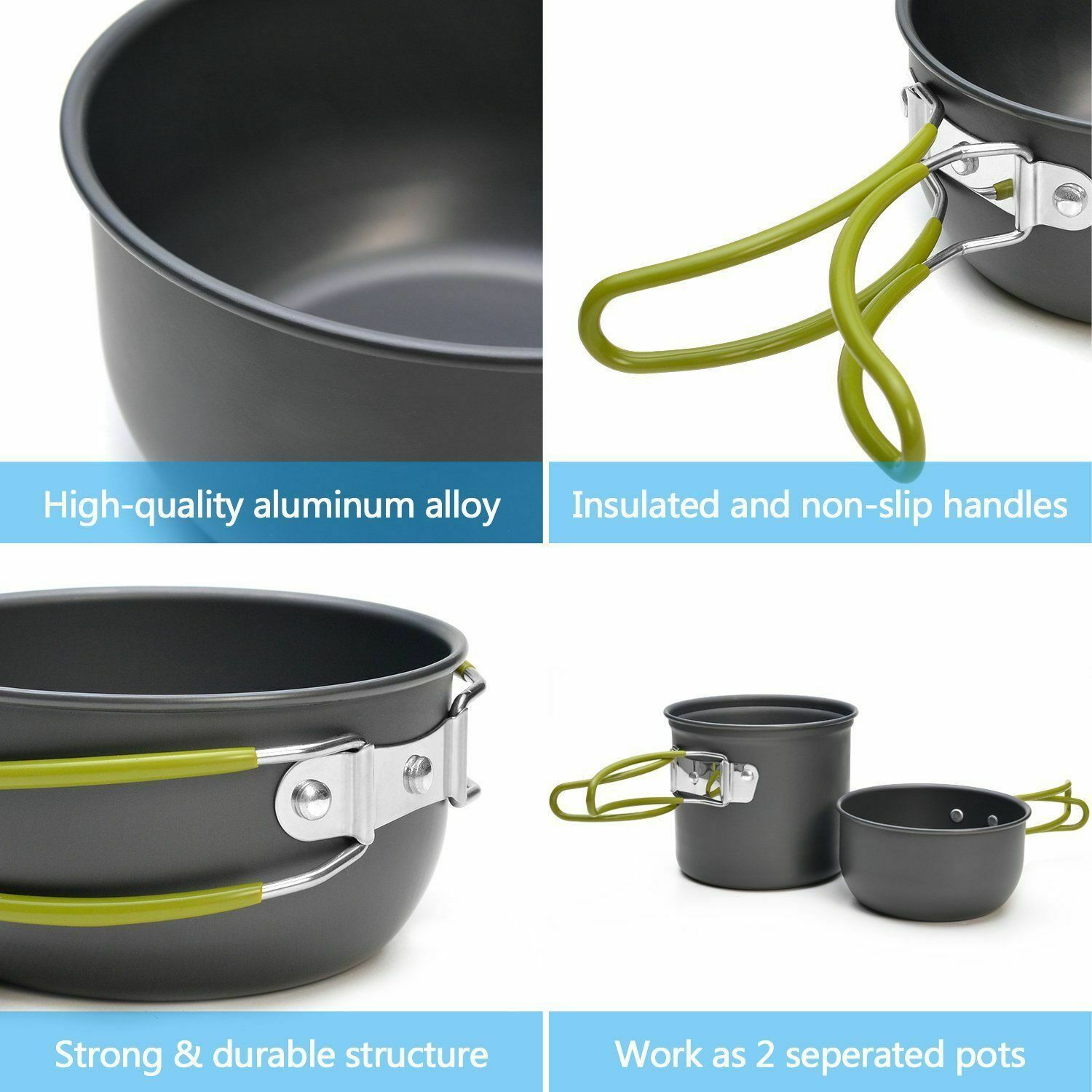 GL Portable Light Outdoor Camping Cookware Sets Gas Stove with Foldable Tableware Pan Dishwashing Sponge Hiking Picnic Tool 7