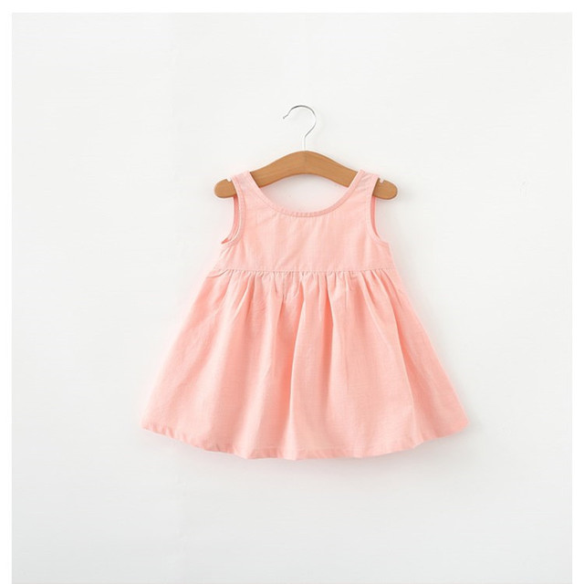 

Европейская красота Baby Season хлопок Платье 1 3 лет девочка жилет юбка сплошной цвет без рукавов принцесса Платье Платье