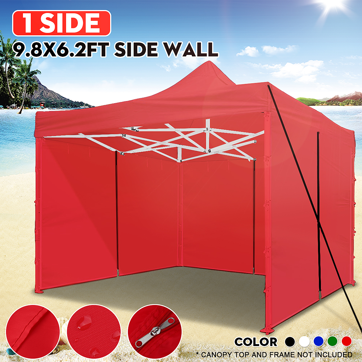 9.8x6.2FT Canopy Side Wall Panel Gazebo Tent Shelter Shade Zipper Sidewall Cloth 1