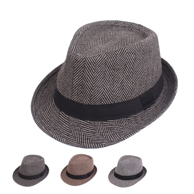 

Men's Satin Weaving Stripe Cotton Vintage Jazz Cap Top Hat