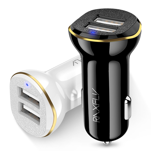 

RAXFLY 2.1A Dual USB Ports Fast Car Charger For iPhone X 8Plus Oneplus 6 5t Mi8 Mix 2s S9+