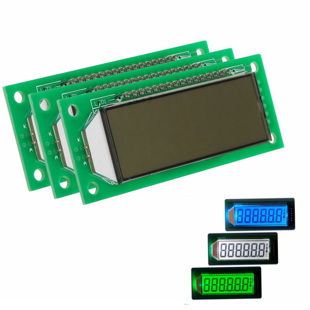 

EDS803 5V 6 Digit 7 Segment LCD Display Screen Static Driving TN Positive Display With Backlight Blue/ Green/ White