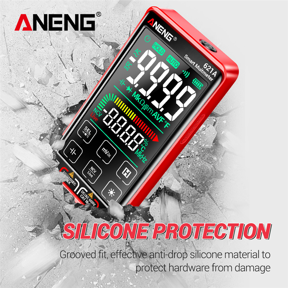 ANENG 621A 9999 Counts Auto Range Full-screen Touch Smart Digital Multimeter Rechargeable DC/AC Voltage Current Tester Meter 9