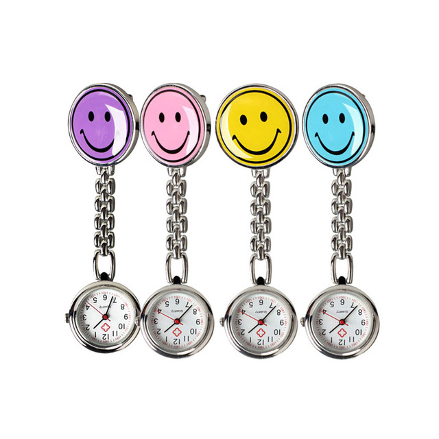 

Portable Charm Smile Face Stainless Steel Nurse Watch