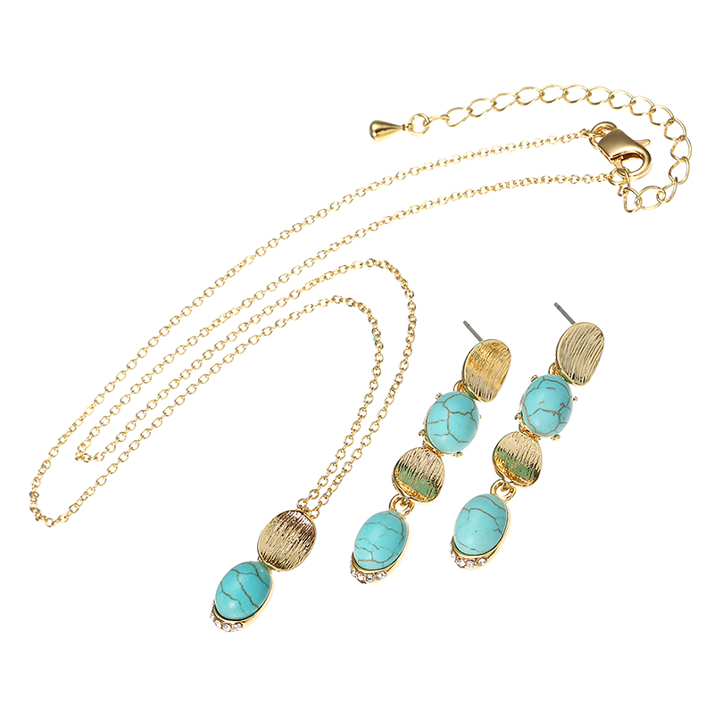 

JASSY® Bohemian Jewelry Set Elegant 18K Gold Plated Turquoise Earrings Necklace Jewelry for Women