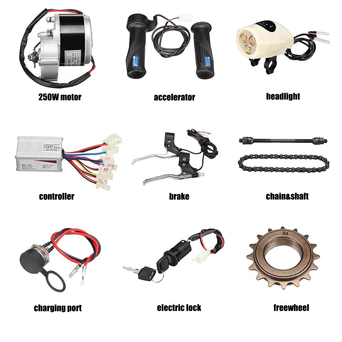 36V 250W Electric Bike Conversion Scooter Motor Controller Kit For 22-28inch Ord