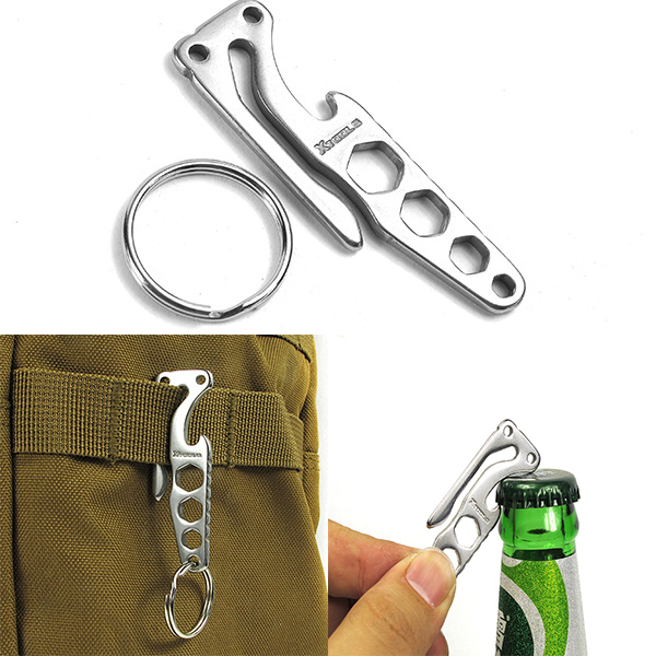 

IPRee Outdooors EDC Pocket Key Chain Tool Keyring Clip Hook With Bottle Opener Hex Wrench Multifunctions