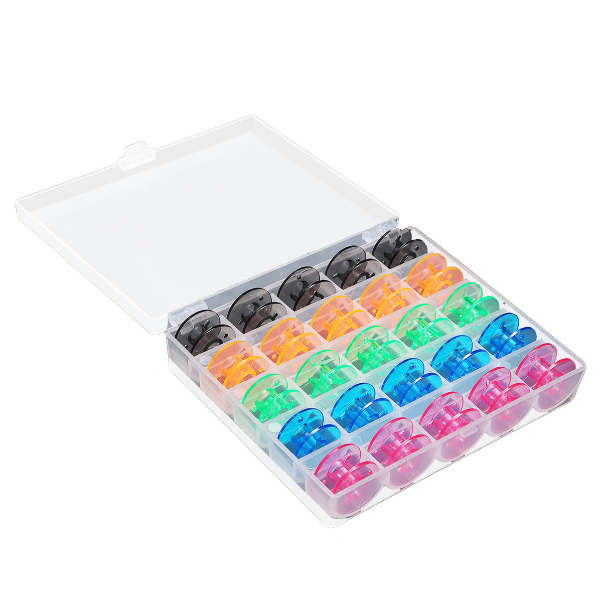 

25Pcs/Set Empty Bobbins Sewing Machine Spools Colorful Plastic Case Storage Box For Sewing Machine