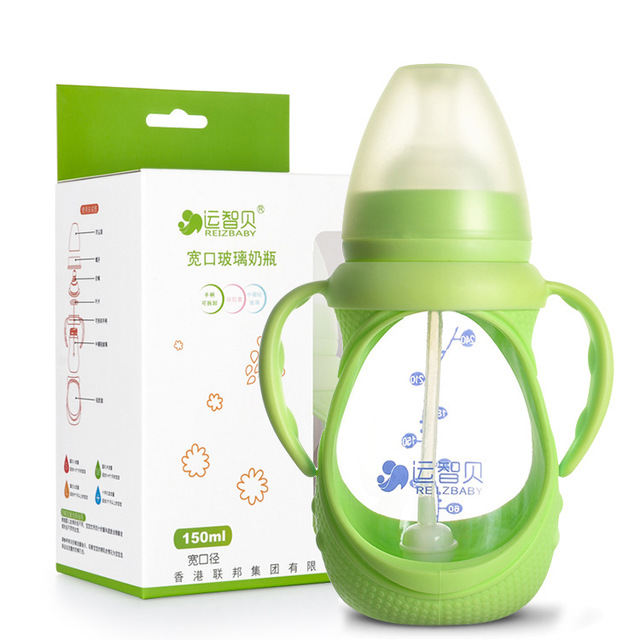 

Baby Bottle Wide-bore Glass Bottle 150ml/240ml Feeding Bottle With Handle Baby Bottle