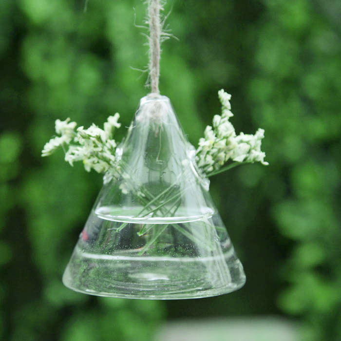 triangle flower glass bottle vase