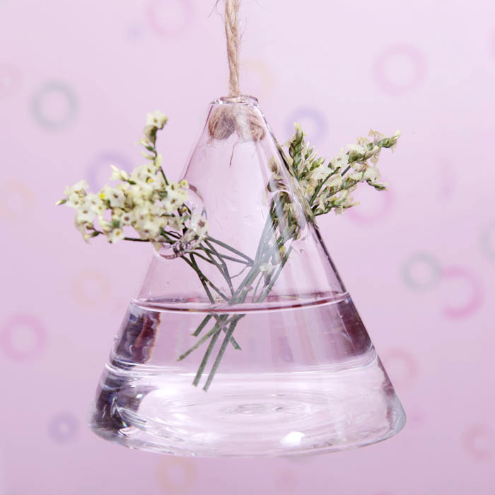 triangle flower glass bottle vase