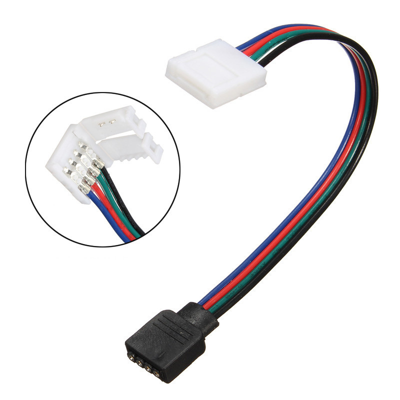 

8MM 4 Pin Female Connector No Soldering Cable for 3528 5050 RGB LED Strip Light