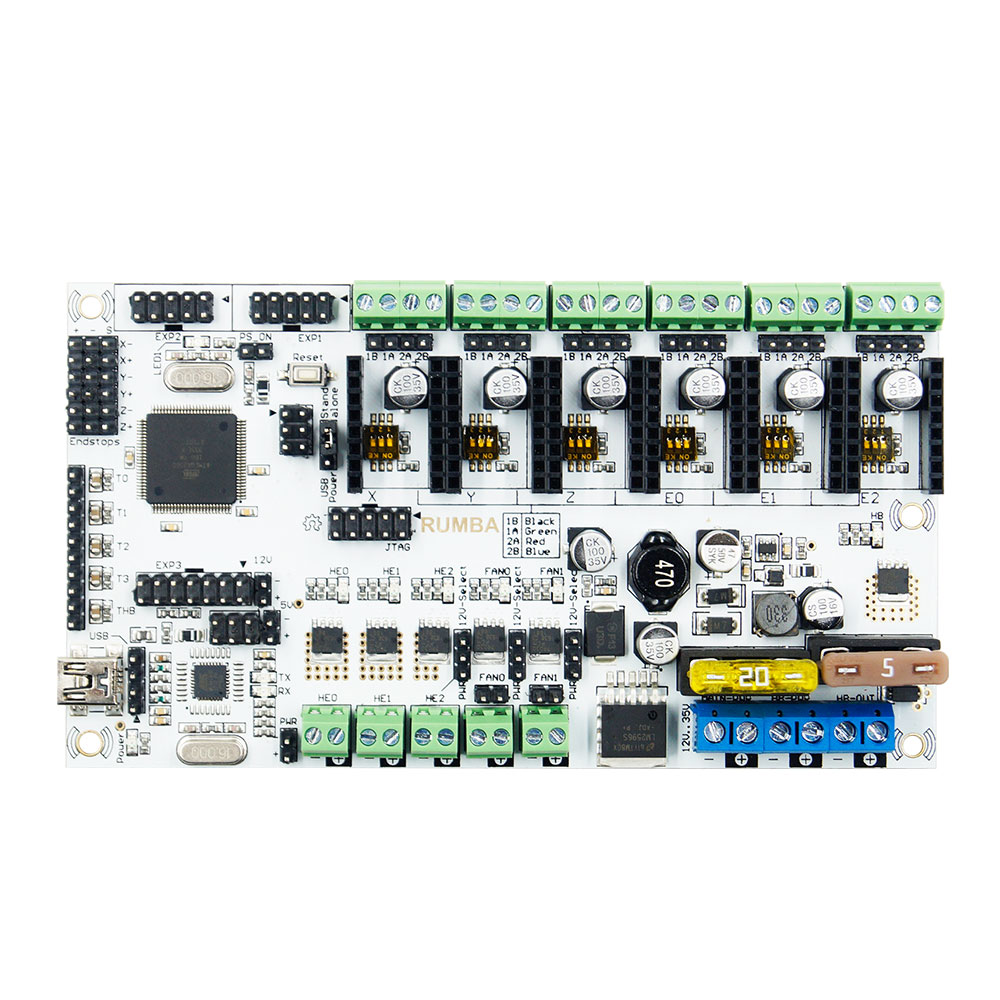 

Rumba Plus 12V Upgraded Integrated Motherboard Control Board Support 3 Print Heads For 3D Printer Mainboard