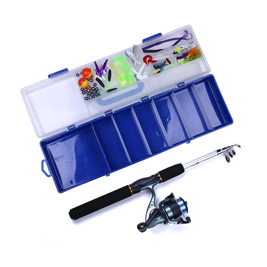 

ZANLURE 150pcs/set 1.6M Fishing Rod Reel Combo Soft Worm Lure Crank Hook Fishing Tackle Kit