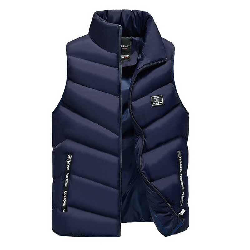 

Mens Down Cotton Padded Stand Collar Casual Thick Vest Coats