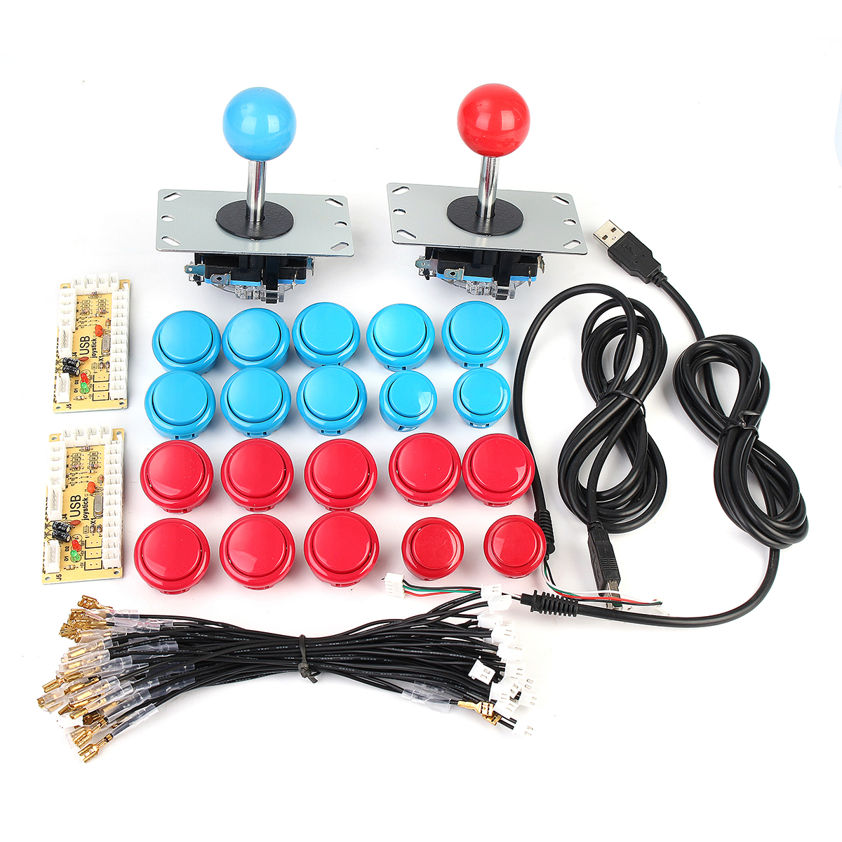 

2 Player Arcade Kit USB Encoder To PC Joystick 20 Buttons For MAME Controller