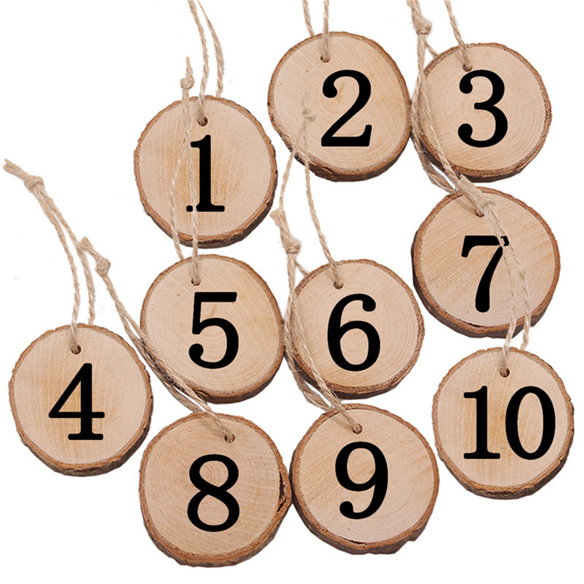 10Pcs/Lot Laser Engraving Wooden Number Hanging Table Cards Wedding Party Decor Reception Pendant 18