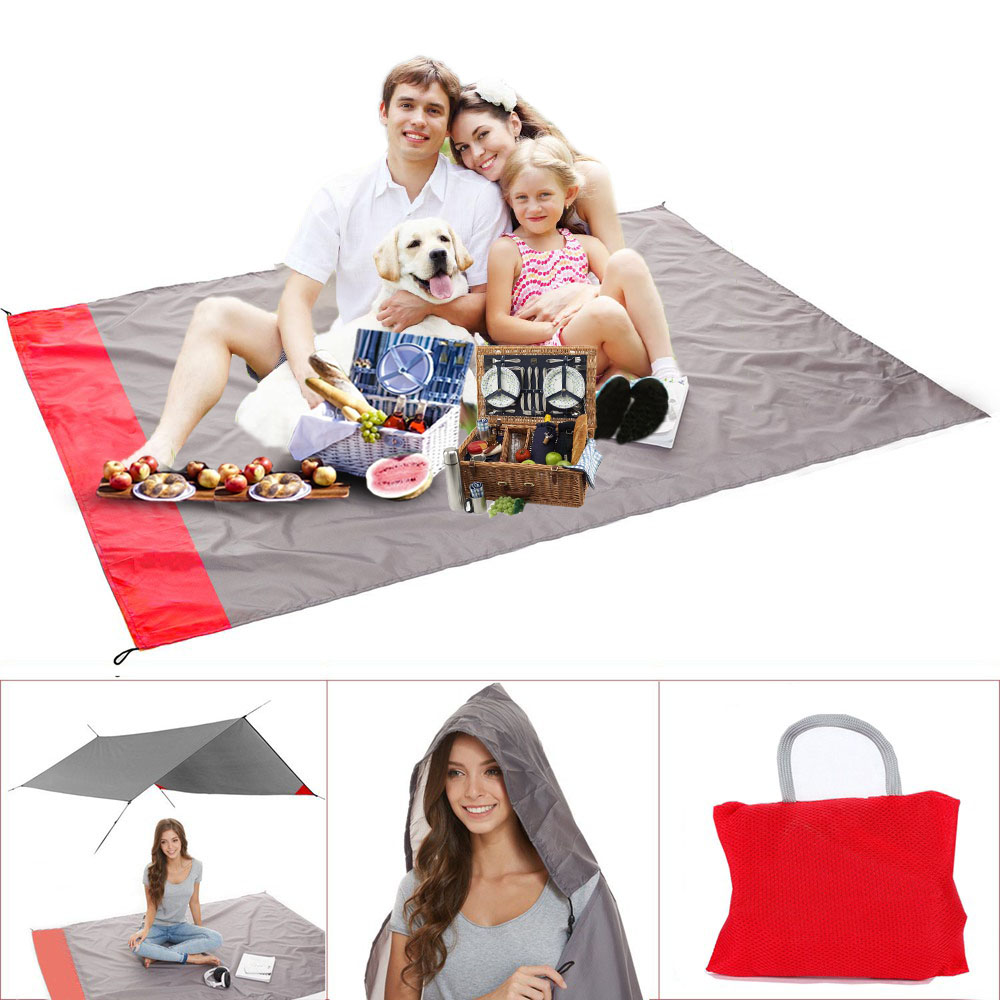 

KCASA KC-PPAL 200cm Portable Camping Mat With Pocket Folding Waterproof Outdoor Picnic Beach Mat Baby Play Blanket