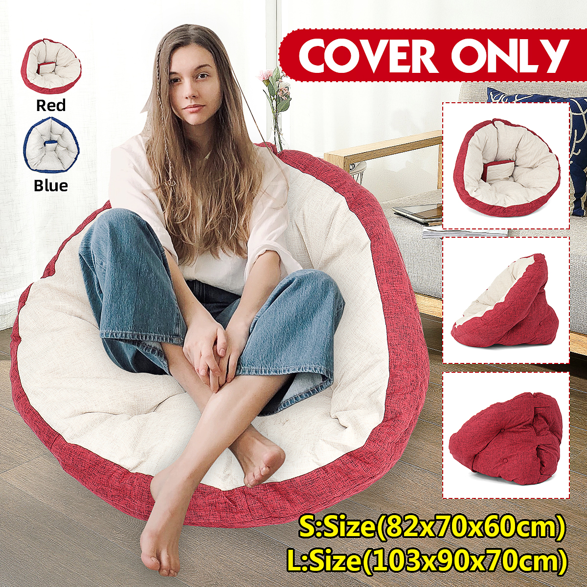 Lazy Lounge Sofa Large Bean Bag Cover Adult Kids Chair Home Indoor S/L Size 1