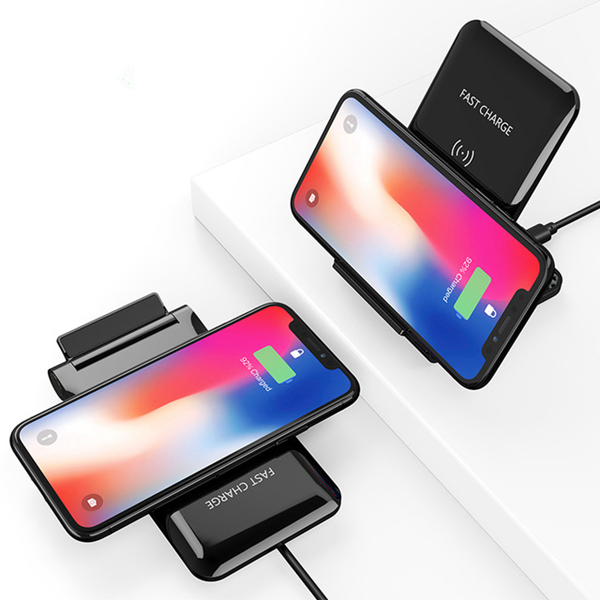 

FLOVEME Dual Coils 10W 5W Foldable Fast Wireless Charger Charging Pad For iPhone X 8Plus S9 Note 8