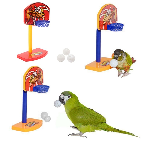 

3Pcs Pet Birds Chew Parakeet Bell Balls Parrot Toys Birdie Basketball Hoop Prop