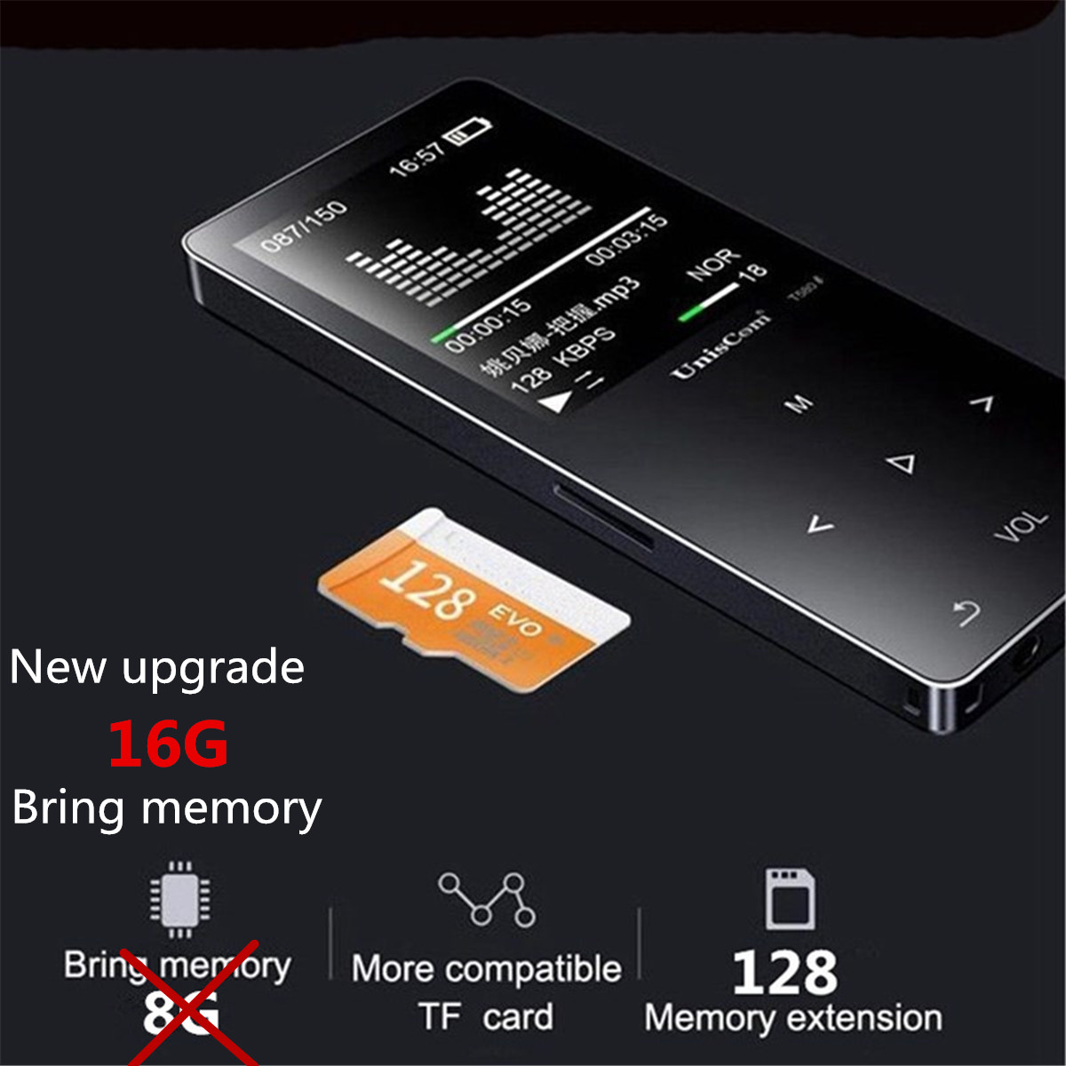 Uniscom 8G 1.8 Inch Screen bluetooth Lossless HIFI MP3 Music Player Support A-B Repeat Voice Record 63