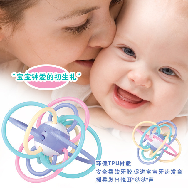 

Hot-selling Infant Teether Ball Children's Molars Teething Solid Teeth Baby Rattle Hand Catching Ball Educational Toys
