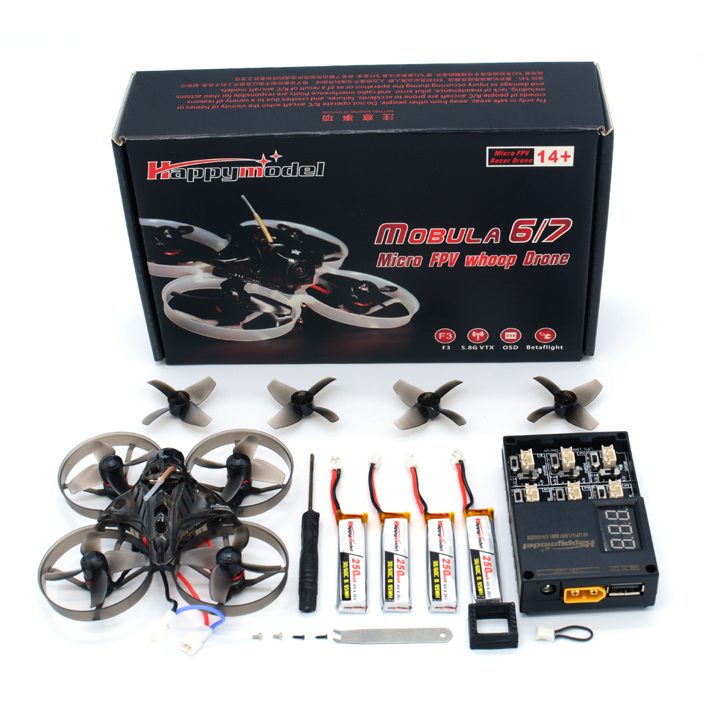 Happymodel Mobula7 V2 75mm Crazybee F4 Pro V2 2S Whoop FPV Racing Drone w/ Upgrade BB2 ESC 700TVL BNF 32