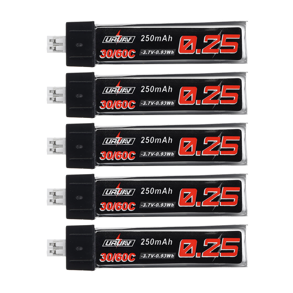 

5Pcs URUAV 3.7V 250mAh 30C/60C 1S Lipo Battery PH2.0 for Tiny Whoop TINY6 6X