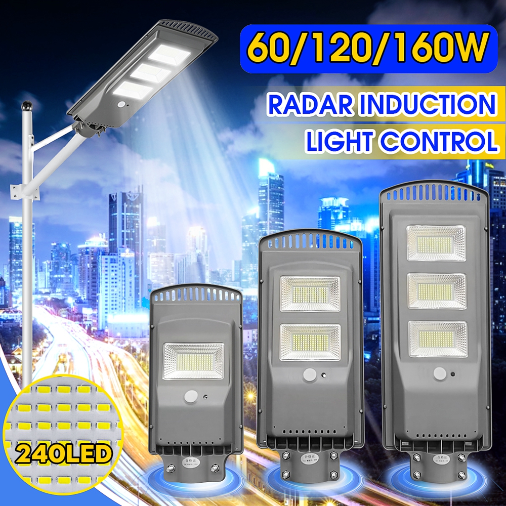60 LED 120W  SOLAR POWERED STREET LIGHT PIR INDUCTION SENSOR OUTDOOR WALL LAMP 