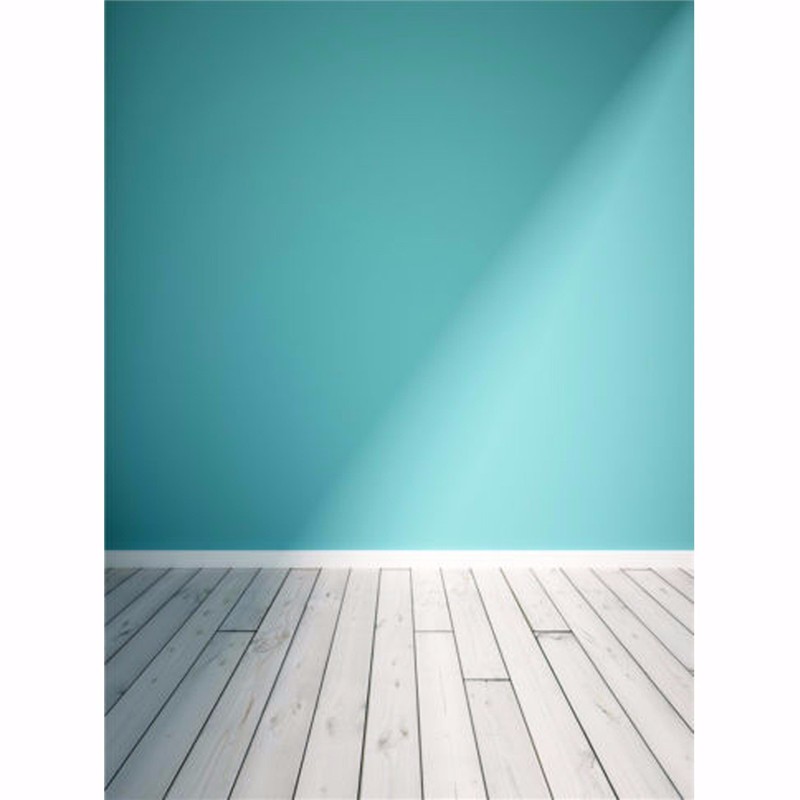 

5x7FT Blue Wall Wood Floor Vinyl Photography Backdrop Photo Background Props