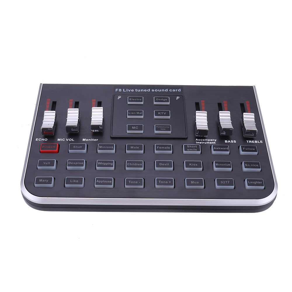 

F8 4 Modes Studio Audio Mixer Microphone Webcast Entertainment Streamer Live Sound Card for Phone Computer PC