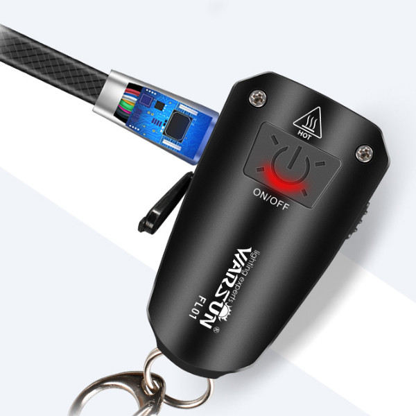 

WARSUN FL01 3-in-1 600lm 2 Modes Mini Keychain Light UV Violet Flashlight Emergency Alarm