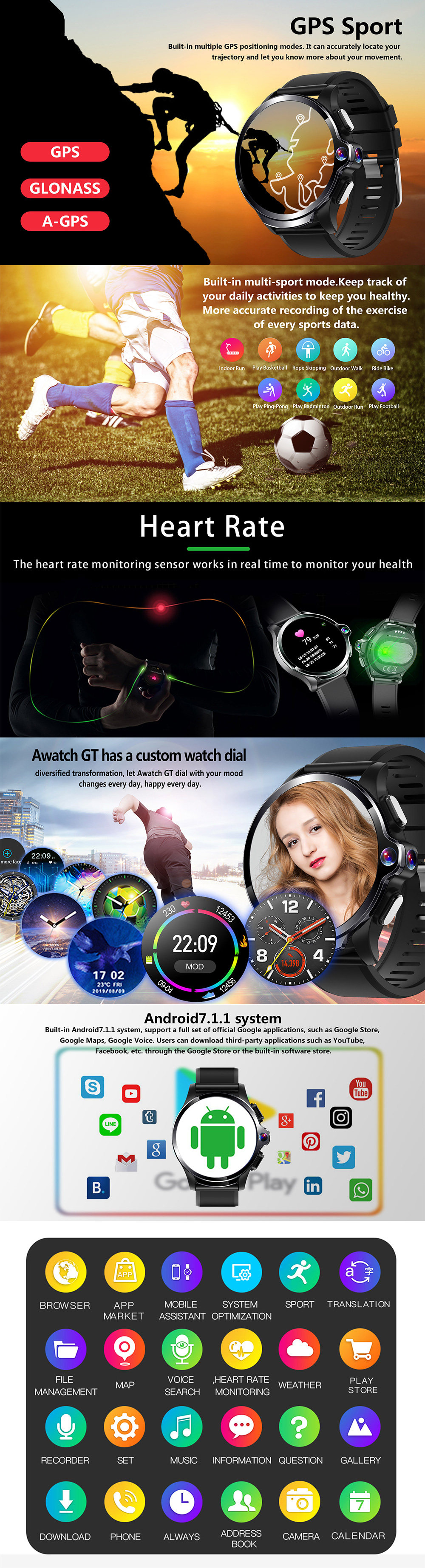 AllCall Awatch GT 4G Watch Phone with BlitzWolf® BW-HL2 Smart Watch 2