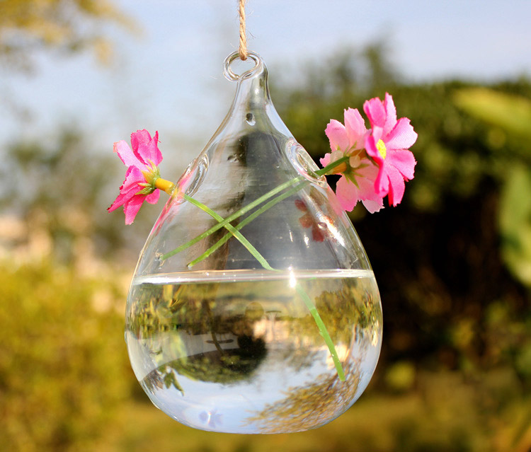 hanging water drop glass bottle vase