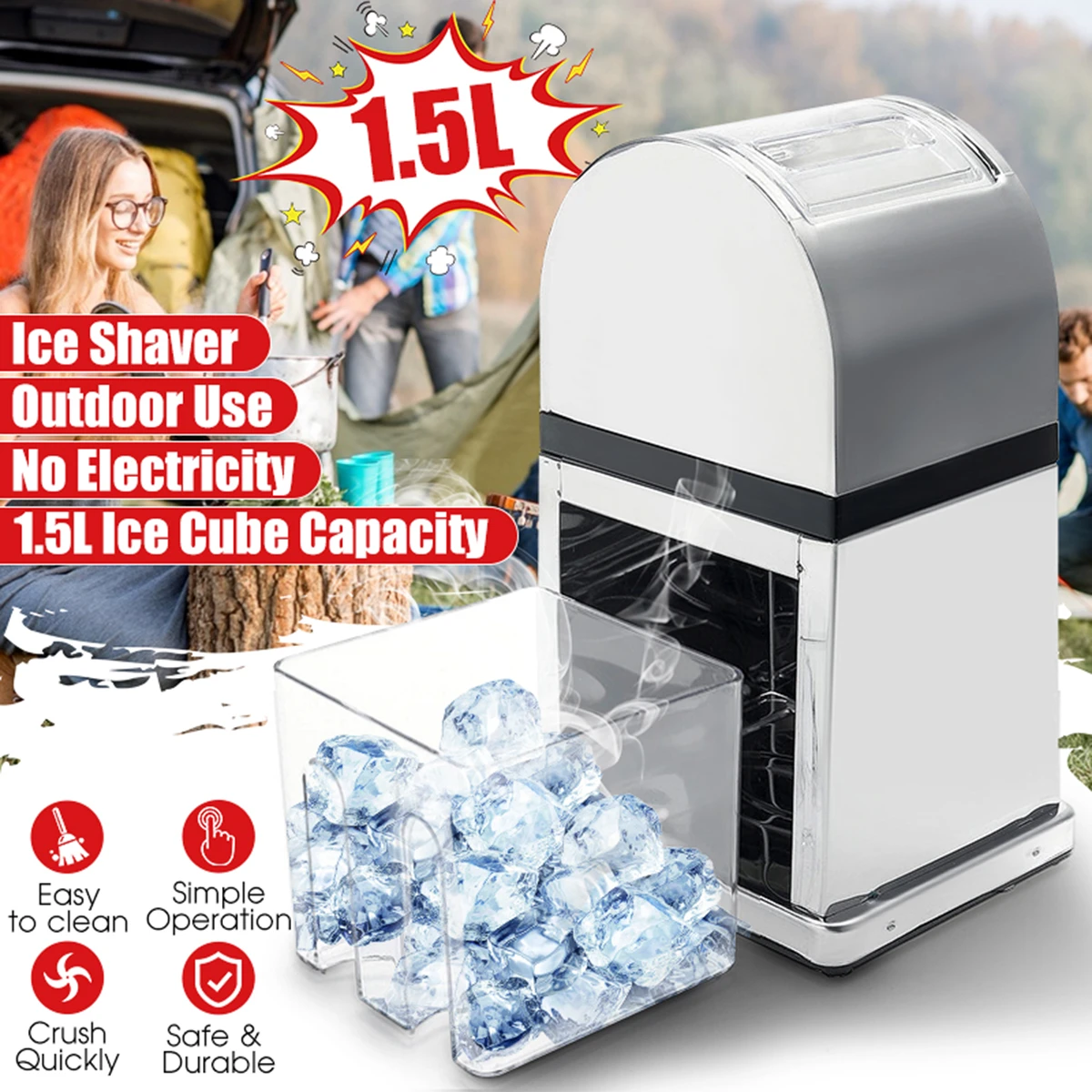“Σπάσε τον πάγο” κυριολεκτικά και πείτε τον καφέ σας στα JIEFENG Ice Crushers Stainless Steel Shaver Machine Crushed Ice Maker Durable Easy Clean