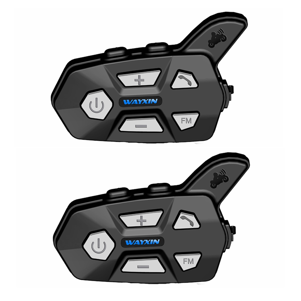 

2PCS WAYXIN 1000M Helmet Headsets bluetooth 2 Riders Intercom For R5 Motorcycle FM Bt Wireless Intercomunicador Interphone Mp3