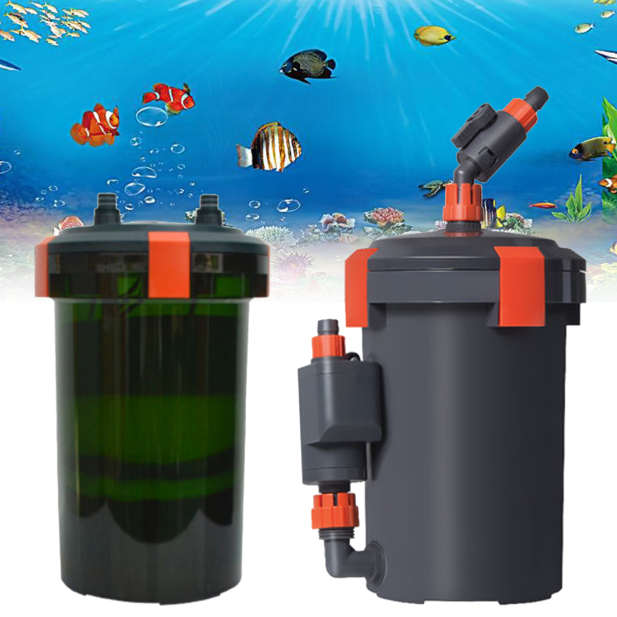 

6-25W 450-800L/H Aquarium Fish Tank External Canister Filter with Filter Cotton
