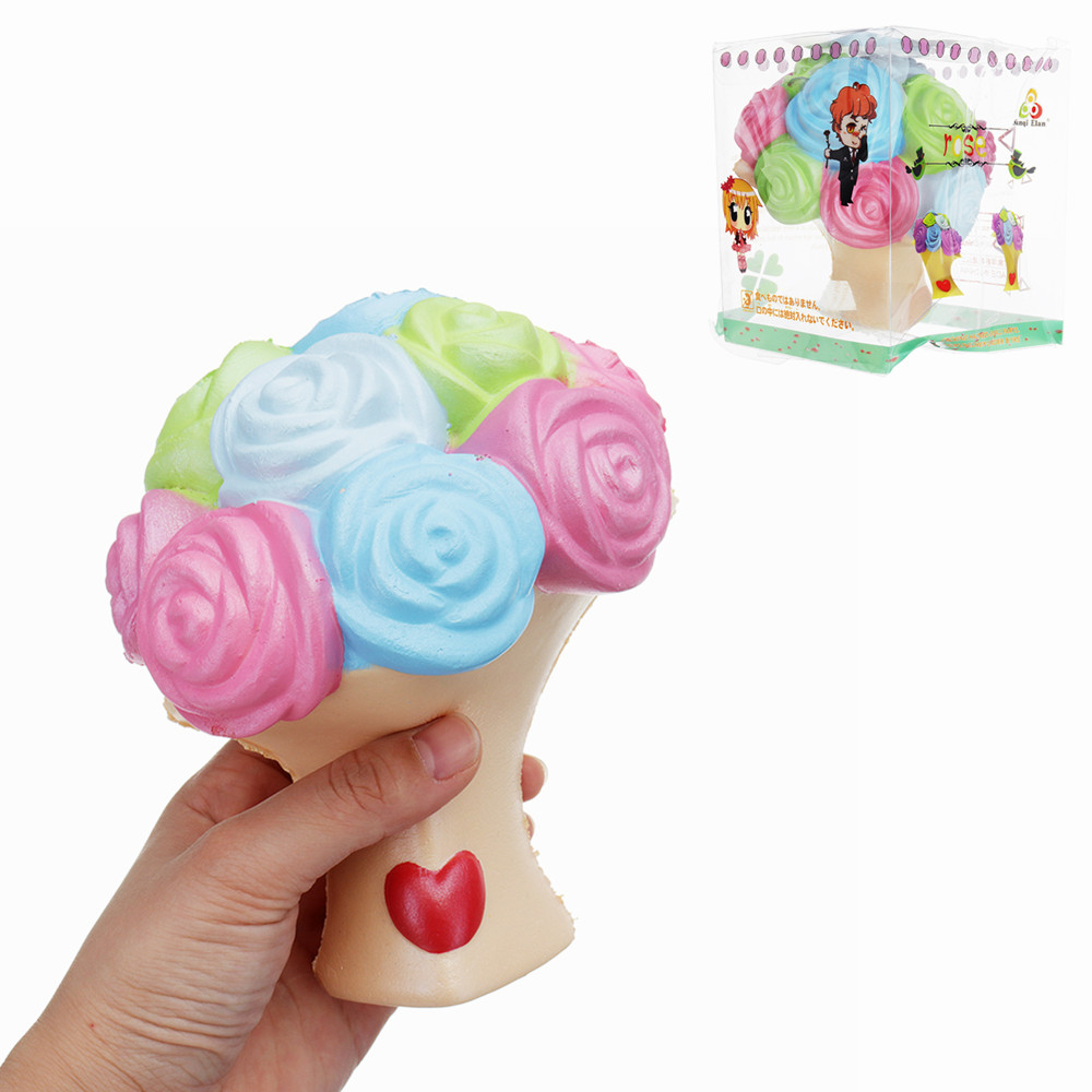 

Jumbo Squishy Rose Flower 15*12cm Slow Rising Toy Mother's Day Gift Collection Decor With Packing Box