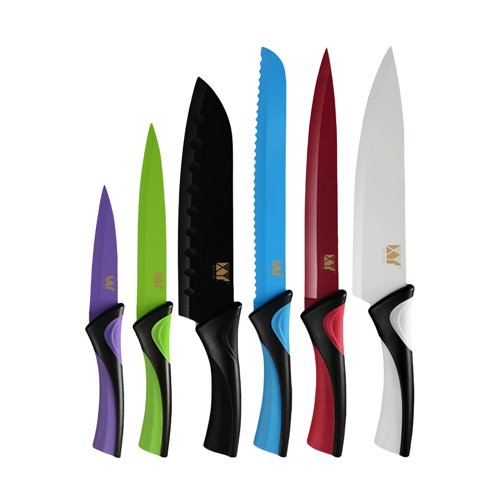 

XYj 6PCS Stainless Steel K nife Kitchen Cook K nife Set Fantastic Colorful Chef Bread Slicing Paring Utility and Santoku K nife Cutlery Sets Vegetable Cutter
