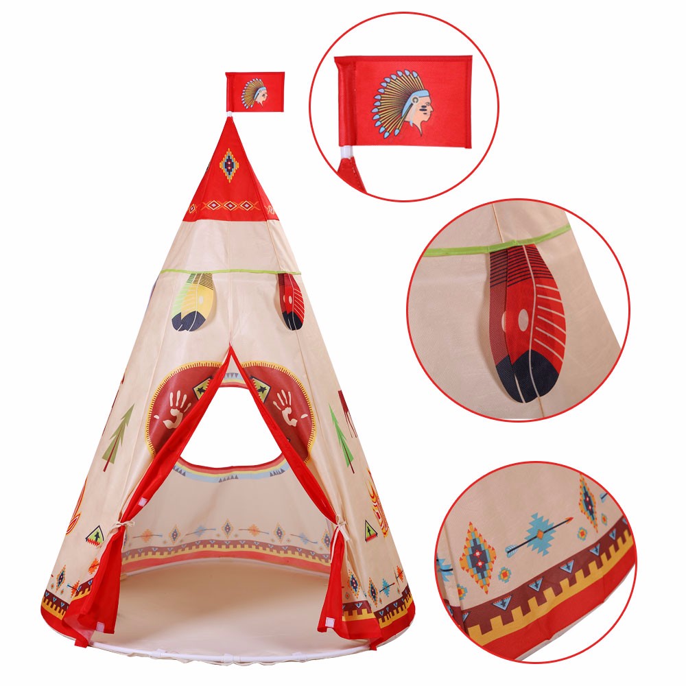 

160 x 105cm Children Indian Toy Teepee Safety Tent Portable Play House Kids Indoor Game Room Outdoor Tourist