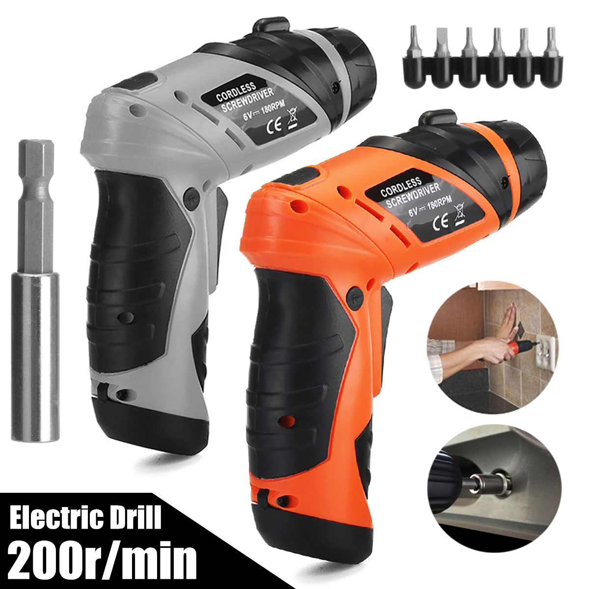 6V Foldable Electric Screwdriver Power Drill Battery Operated Cordless Screw Driver Tool 16