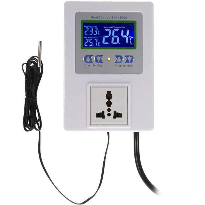

TMC-2000 AC110-240V 10A -50°C~110°C LCD Digital Intelligent Pre Wired Temperature Controller Thermostat Heating Cooling Control Switch with Sensor