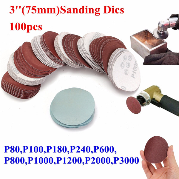 100pcs 3 Inch 75mm 80 to 3000 Grit Sand Paper Sanding Polishing Pad