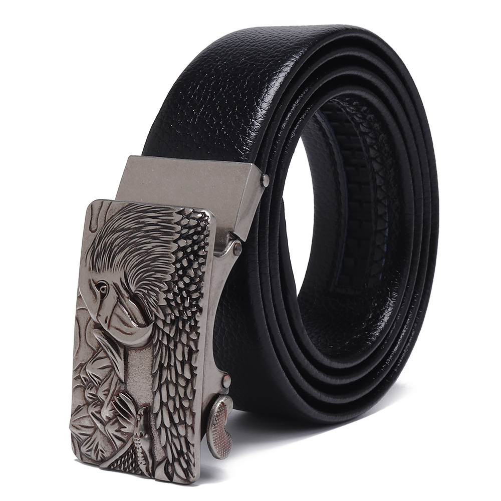 

120CM 125CM Mens Business Two-Layer Leather Waist Belts Quick Adjustment Automatic Buckle Belt